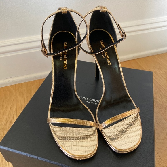 Saint Laurent | Shoes | Saint Laurent Gold Heels | Poshmark